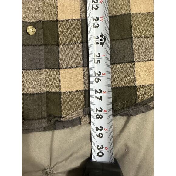Mens Flannel Shirt Medium Long Sleeve Goodfellow & Co Green Gray Tan - Picture 9 of 11
